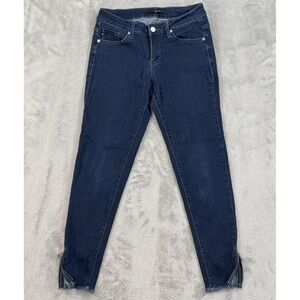 KanCan Skinny Jeans Juniors 7 Blue Dark Wash Ankle Zip‎ Raw Hem Stretch KC6051HR